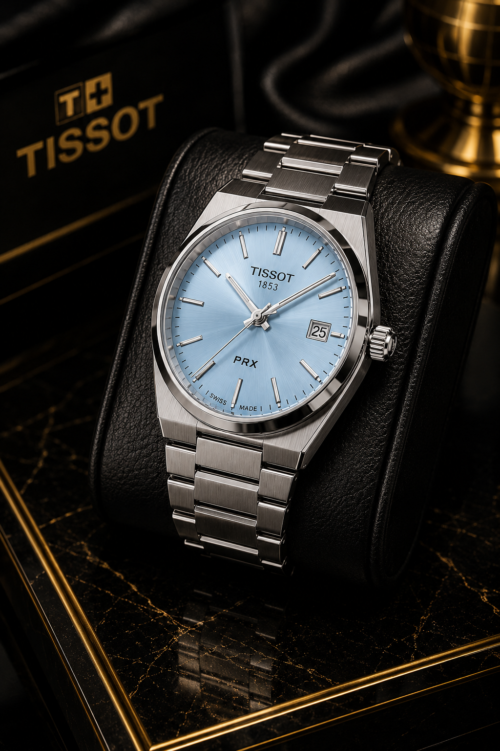 Tissot PRX 1853 – Light Blue Dial | Stainless Steel Bracelet | Sapphire Crystal | Premium Men's Watch With Double Master Lock