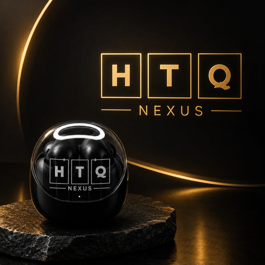 HTQ Nexus Premium Wireless Earbuds – Auto Adjustable Fit | 40 Hours Battery | Bluetooth 5.3 | Hi-Fi Sound | Type-C Charging | In Black Colour
