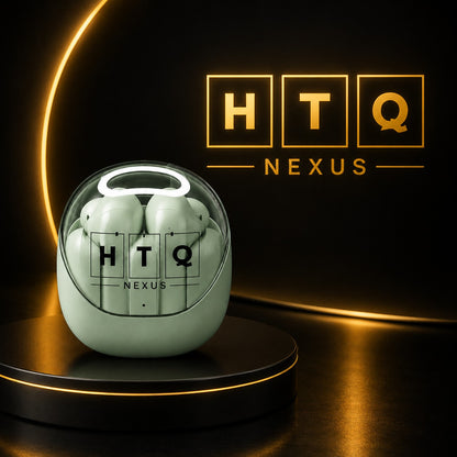 HTQ Nexus Premium Wireless Earbuds – Auto Adjustable Fit | 40 Hours Battery | Bluetooth 5.3 | Hi-Fi Sound | Type-C Charging | In Green Colour