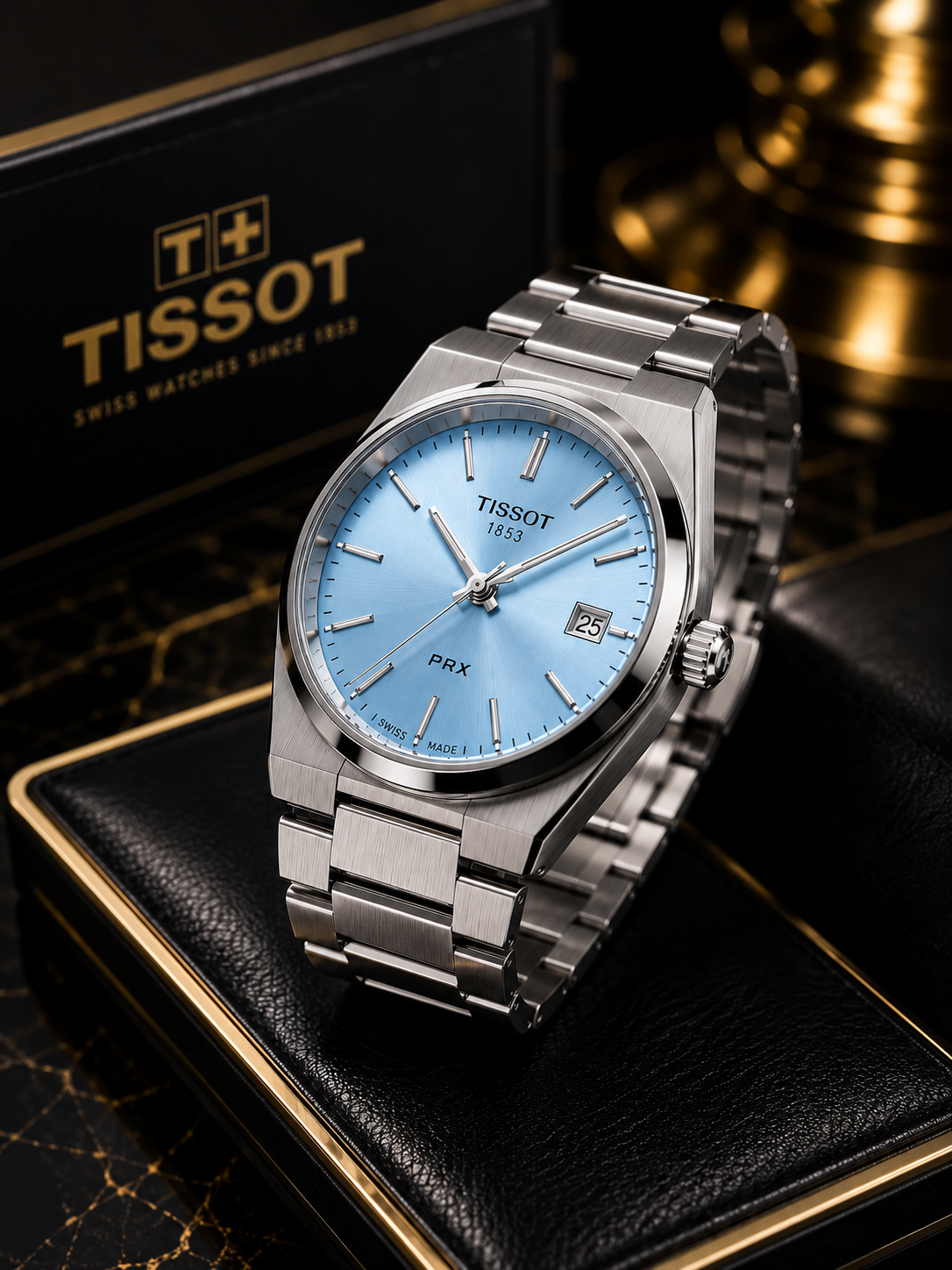 Tissot PRX 1853 – Light Blue Dial | Stainless Steel Bracelet | Sapphire Crystal | Premium Men's Watch With Double Master Lock