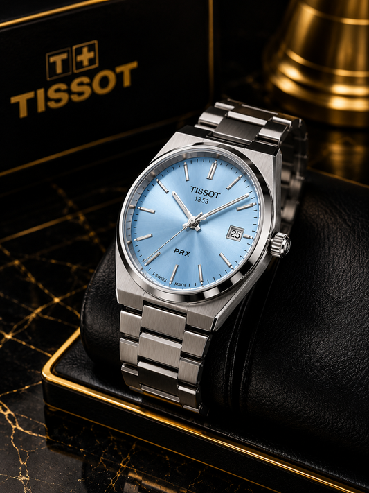 Tissot PRX 1853 – Light Blue Dial | Stainless Steel Bracelet | Sapphire Crystal | Premium Men's Watch With Double Master Lock