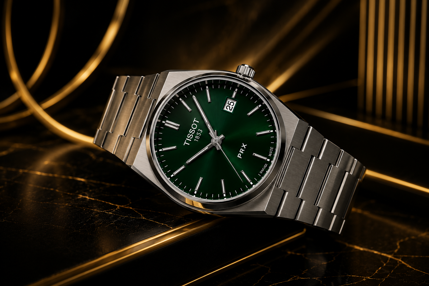 Tissot PRX 1853 – Green Dial | Stainless Steel Bracelet | Sapphire Crystal | Premium Men's Watch With Double Master Lock